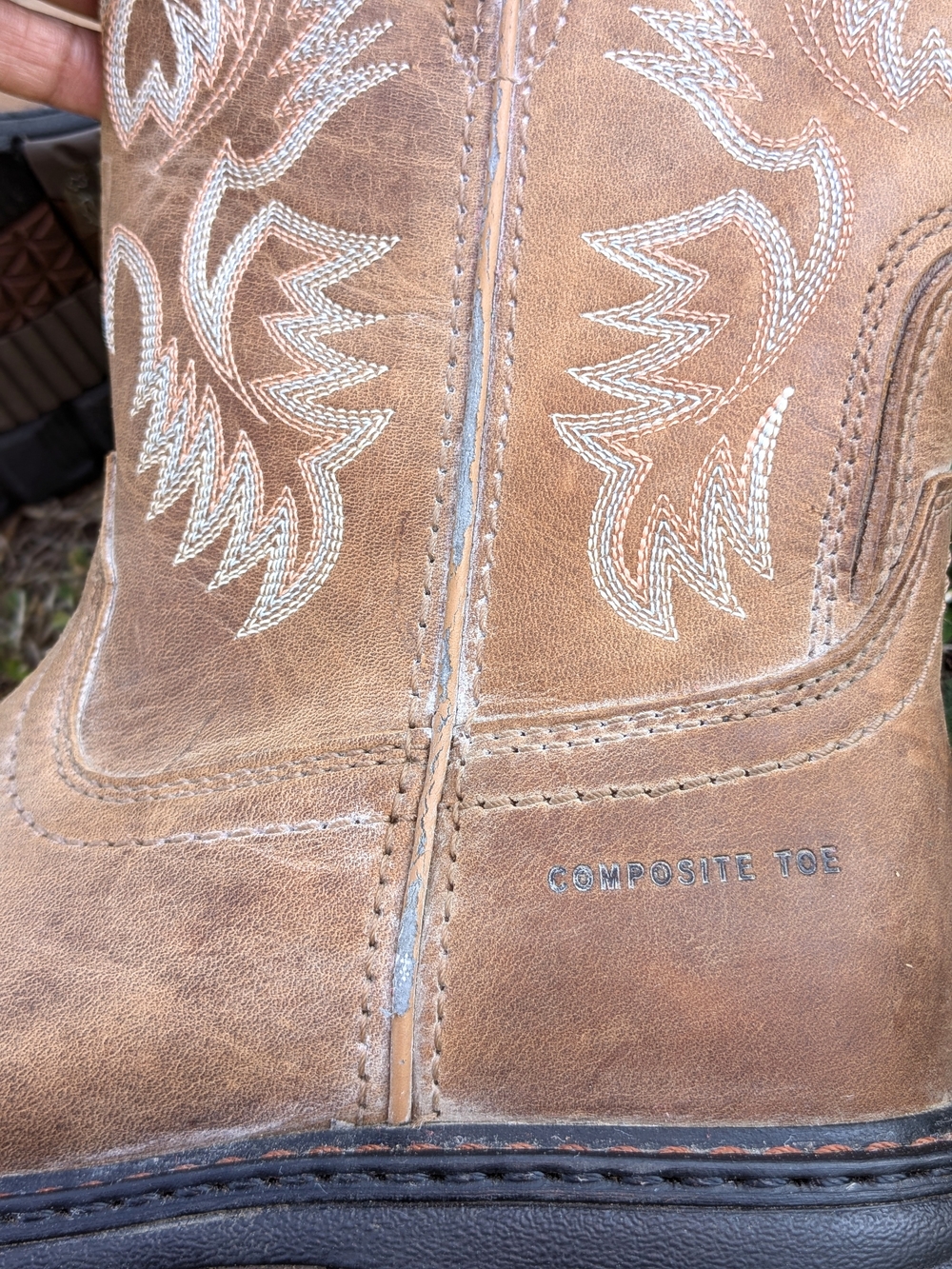 Ariat Kids Brown Round Composite Toe Western Work Boots Size 6 - Picture 6 of 6